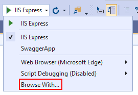 Start debugging menu dropdown