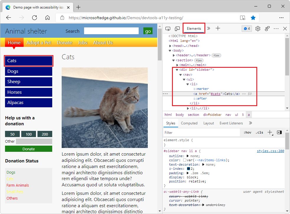 A screenshot of DevTools open to the Elements tab