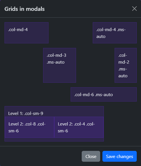 A modal using the grid system