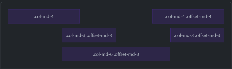 a container wiith columns at different offsets