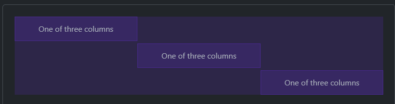 three columns in a container, the first of which is at the top, the second in the middle, and the third at the bottom