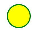 A screenshot of a canvas with a green circle with yellow fill