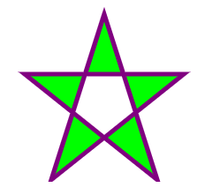 A screenshot of a canvas with a purple star whose points are filled green